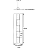 Stangenscharnier gebohrt 1740 x 32 mm, Stahl vernickelt