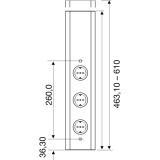 Power-Turm 1 230 V,3 Schukosteckdosen, Anschlusskabel 2000 mm mit Schukostecker