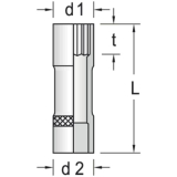 GEDORE Steckschlssel-Einsatz lang D19L DIN3124 1/2\"vierkant 27.0 mm zwlfkant
