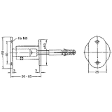 Stiegengriffsttze flach, Ros.  50 mm, Wandab. 50 - 65 mm, silber eloxiert