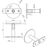 Stiegengriffsttze flach, Ros.  61 mm, Wandab. 60 mm, Edelstahl