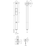 Kantenriegel U-Gehuse mit Griffschieber eckig, 200 x17x 12 mm, Stahl verzinkt