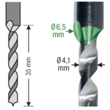 SPAX Stufenbohrer mit 2 Bohrstufen 4,1 und 6,5 mm
