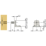 Tablar-Bodentrger PK2, Anschrauben, Tablarstrke 16 mm, Bohr  5 mm, vernickelt