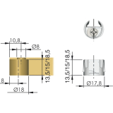 Einbohrteil PK2, Tablarstrke 16 mm, Bohr  18 mm,mit Exzenter,Kunststoff grau