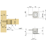Steckbodentrger Unico, Bohr  5 mm,Zinkdruckguss vernickelt/KS