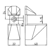 Glastablar-Klemmtrger Eckig, Glas 3-25 mm, Zinkdruckguss Edelstahl Effekt