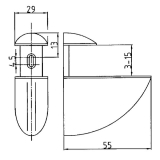 Glastablar-Klemmtrger Oval, Glas 3-15 mm, Zinkdruckguss Edelstahl Effekt