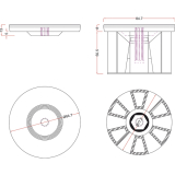 Tischfu-Adapterscheibe  80 mm, Edelstahl