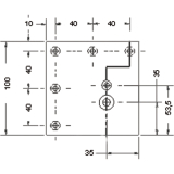 Tischfu 70 x 70 mm, Lnge 720 mm, Alu Edelstahl Effekt,Platte Alu 100x100 mm