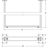 Tischkufe Breite 600 mm, Hhe 720 mm, Edelstahl gebrstet
