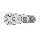 Tischplattenverbinder RAMTI, Bohrbild 32 mm, Kunststoff grau/Zink Druckguss