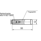 Tragzapfen 12 x 50 mm, m. Schraube M5 x 14 Edelstahl