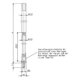 BKS Treibriegelstange 9036, 1385 mm, m. Feder u. Gleitstopfen fr oben, verzinkt