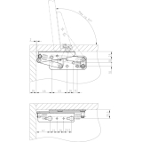 Truhenbankbeschlag ohne Feder, ffnungswinkel 95, FE gelb chromatiert