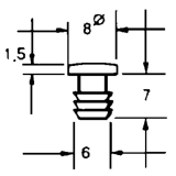TD3 Transchlagdmpfer zum Einbohren 8 x 1,5; Bohrma 6x1,5,hart, KS wei