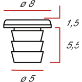TD4 Transchlagdmpfer zum Einbohren  8 x 1,5 Bohrma 5 x 5,5, hart, transp.