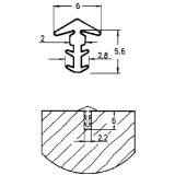 P9003 Transchlagprofi, Frsbreite 2.2, Frstiefe 6, Weichgummi grau