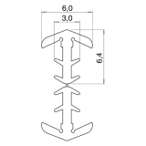 P9003 Transchlagprofi, Frsbreite 2.2, Frstiefe 6, Weichgummi beige