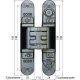 Trband K5080, 160 x 28 x 10 mm, Zamak verchromt matt
