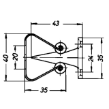 Trhalter m. Federhalter, Wandabstand 45 mm, Aluminium silber eloxiert