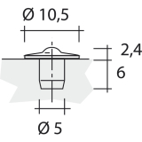 TD6 Transchlagdmpfer zum Einbohren 10.5x2,4; Bohrma 5x 6, weich,KS wei