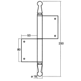 Trnussband mit Zierkopf, links, 160 x 250 mm, Stahl blank