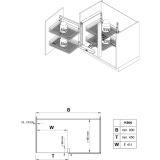 Vauth&Sagel WACO Eck-Schwenkbeschlag rechts, KB900mm, silberfarbig