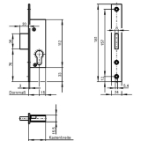 Rohrrahmenschloss Flachstulp m. Riegel, DM 30, Edelstahl