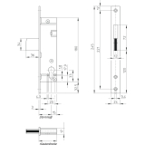 Rohrrahmenschloss Flachstulp mit Schwenkriegel, DM 30, Edelstahl