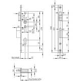 Rohrrahmenschloss U-Stulp m. Falle u. Riegel, PZW, DM 29, Edelstahl