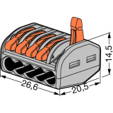 Verbindungsklemme WAGO 222 5x4Qmm grau mit Bettigungshebel