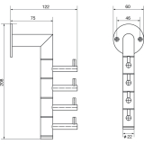 Wandgarderobe Kelvin 4 schwenkbare Haken, Hhe 208 mm,Edelstahl fein geschliffen