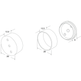 Wandscheiben 3-teilig WS3 � 28 mm, f�r Schrankrohr � 25 mm, Messing vernickelt