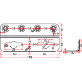 Winkel-Bettschiene REFORM, L 118, LINKS+RECHTS verwendb., Stahl blau verzinkt