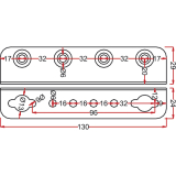 Winkel-Bettschiene SYSTEM 32, L 130, Stahl verzinkt