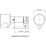 Knaufhalbzylinder MS00/Z1, 30 mm, Messing vernickelt matt