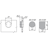 BLUM CLIP top Topfabdeckung - Glastrscharnier D-Form,Kunststoff verchromt