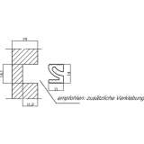 Wall Sys Zwischenprofil zum Einlassen, Lnge 3000 mm, Aluminium natur eloxiert