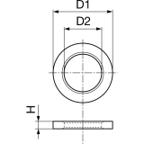 Zwischenring  17,0/12,0 mm, Hhe 2,5 mm, Messing blank