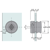 HETTICH PRESTIGE 2000 Zyl.-Glast�rschloss Typ 321, Bohr �26, �32, Hochglanz