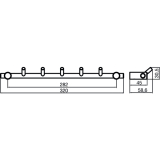 Garderobenleiste Coat mit 5 schrgen Haken, Breite 320 mm, Edelstahl gebrstet