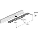 HETTICH SYSTEMA TOP 2000 Blendenanbindung ohne Zapfen, Einbaubreite 392 mm