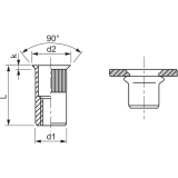 Mikromutter gerndelt Rundschaft offen M 6x13.5 Stahl verzinkt