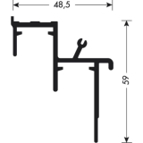 PS10 Doppelfhrungsschiene unten, Lnge 3050, Aluminium natur eloxiert