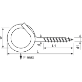 Deckenhaken mit Holzgewinde 9x120 Holzgewinde verzinkt-blau