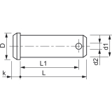 DIN1444B 16H11x50 Edelstahl A2 Bolzen mit Kopf und Splintloch