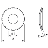 DIN2093 12.5x 6.2x0.5 Federstahl phosphatiert und gelt Tellerfeder
