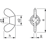 DIN 315 M 5 Messing blank Flgelmutter