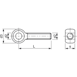DIN 444BL M12x 60 Edelstahl A2 Augenschraube mit Gewinde bis Kopf